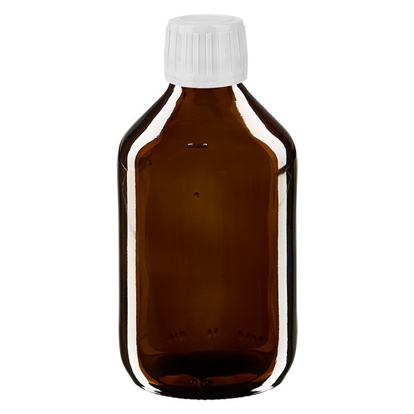 Flacon médical de 250 ml avec bouchon blanc