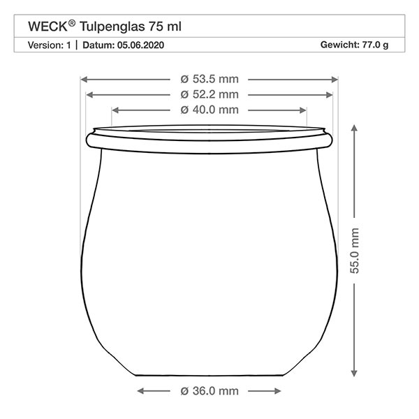Bocal Weck avec couvercle verre 0,075 L forme tulipe, lot de 12 - Bocaux :  Buffet Plus