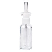 Flacon compte-gouttes clair 30 ml avec spray nasal blanc Flacon compte-gouttes clair 30 ml avec spray nasal blanc