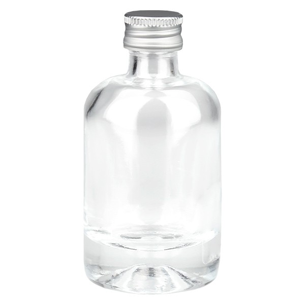 Bouteille en verre 40ml « Attila » avec bouchon à vis argenté UNiTWIST®