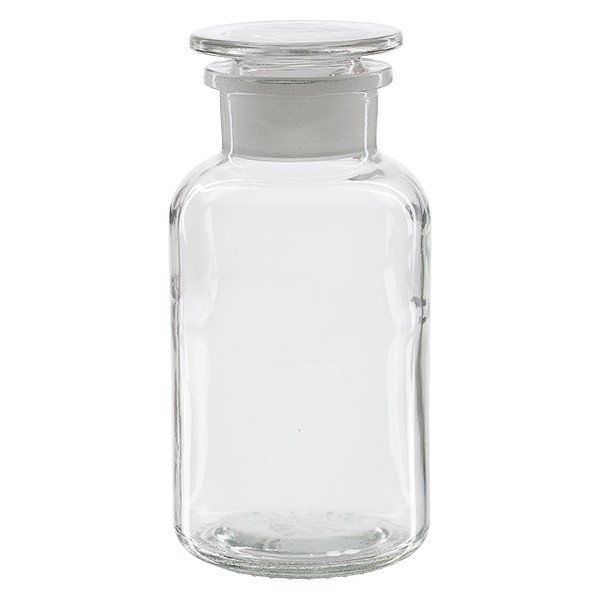 Apothekerflasche 500 ml Weithals Klarglas inkl. Glasstopfen