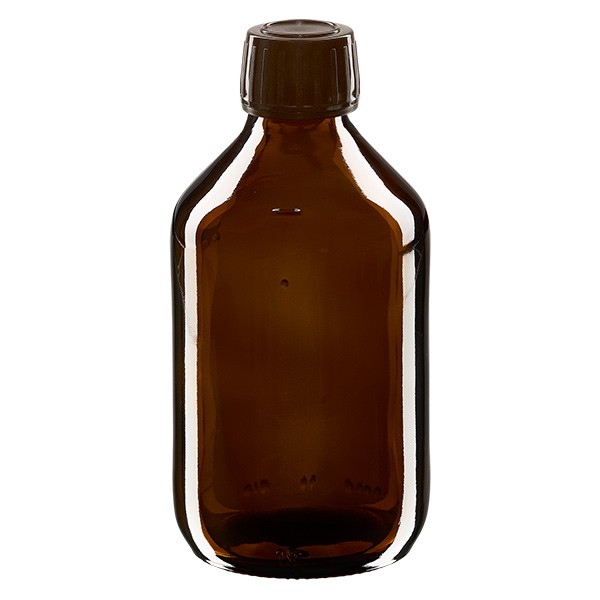 Flacon médical 250 ml couleur ambrée avec bouchon brun