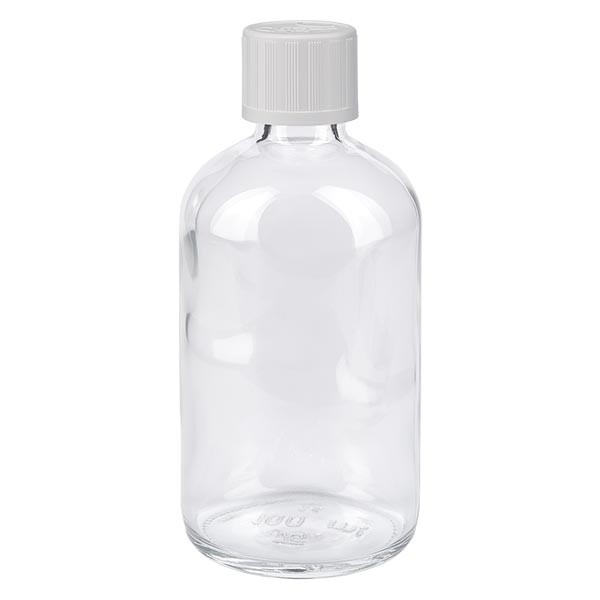 Flacon compte-gouttes en verre blanc avec pipette rodé, 100ml