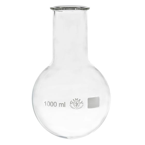 Ballon 1000 ml à col large en borosilicate avec bord évasé