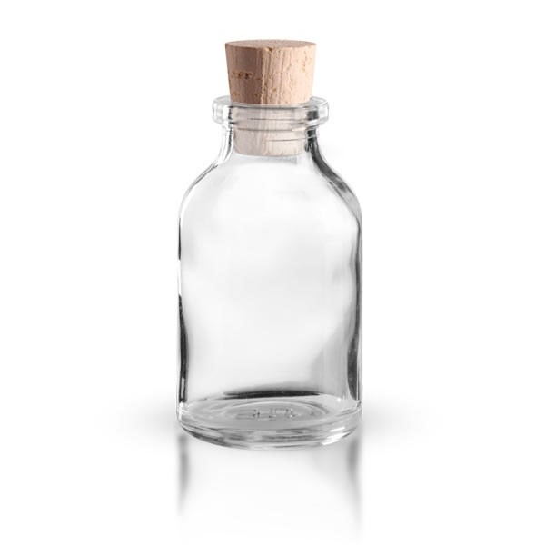 Injektionsflasche Klarglas 20ml mit Korken 11/14mm