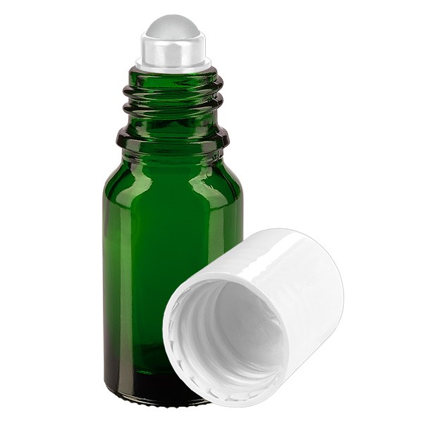 Flacon de déodorant en verre vert 10 ml, déo à bille vide