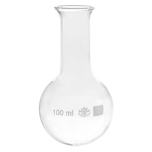 Ballon 100 ml à col étroit en borosilicate avec bord évasé